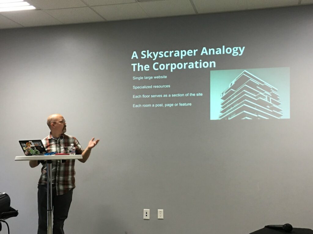 Joseph Dickson presenting at WordCamp Riverside 2017