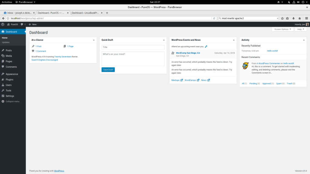 Local installation of WordPress