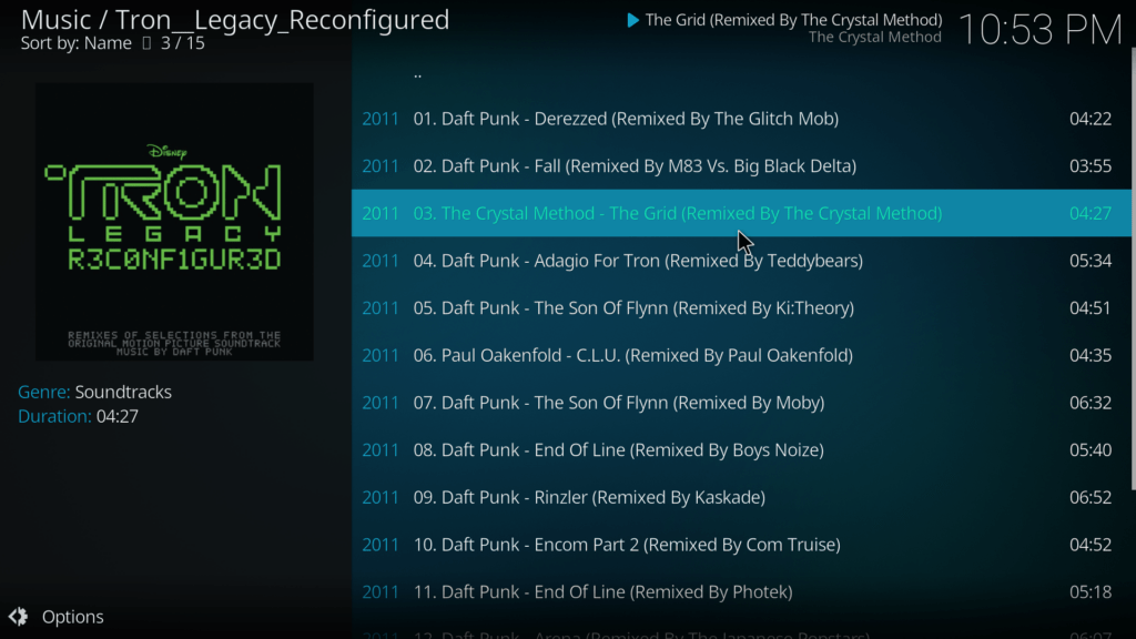 Kodi playing MP3s