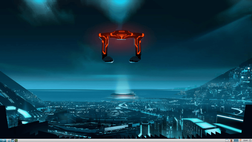 18.04 Lubuntu Desktop with Tron Uprising wallpaper