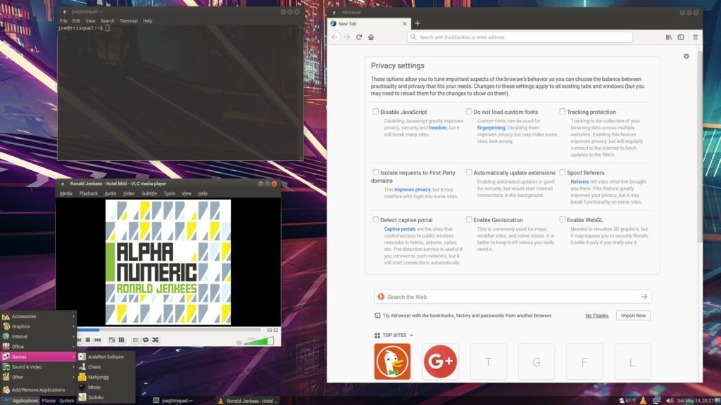 Trisquel Terminal VLC Abrowser