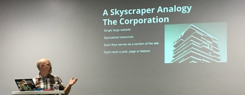 Joseph Dickson presenting at WordCamp Riverside 2017