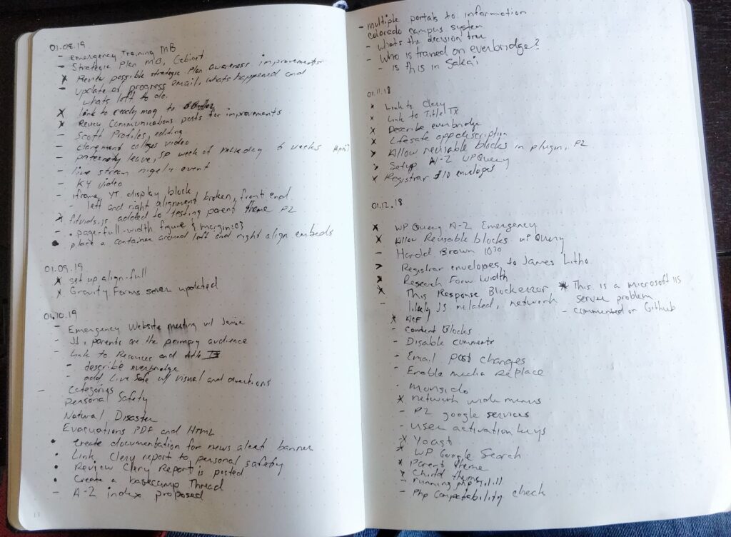 A Daily Log spread in my Bullet Journal