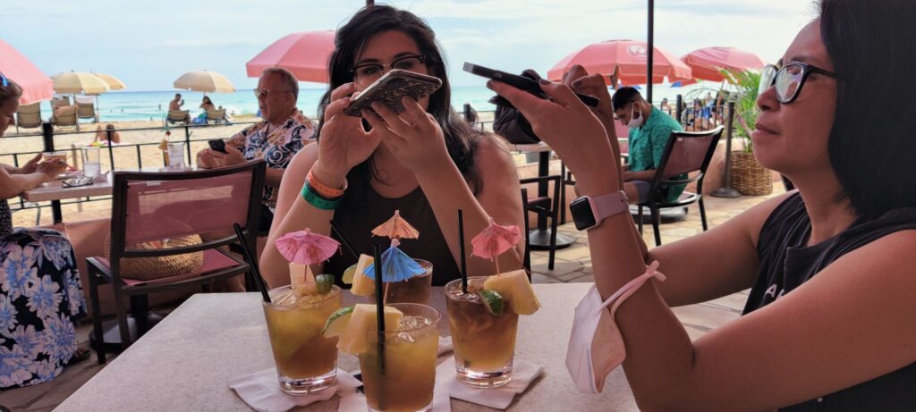 Taking photos of Mai Tais