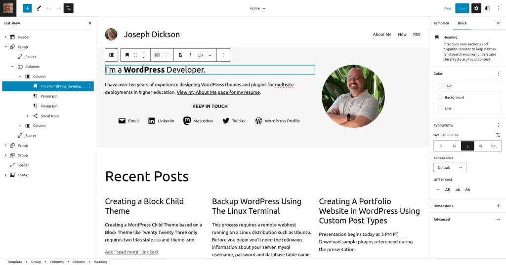 Full Site Editor Screenshot