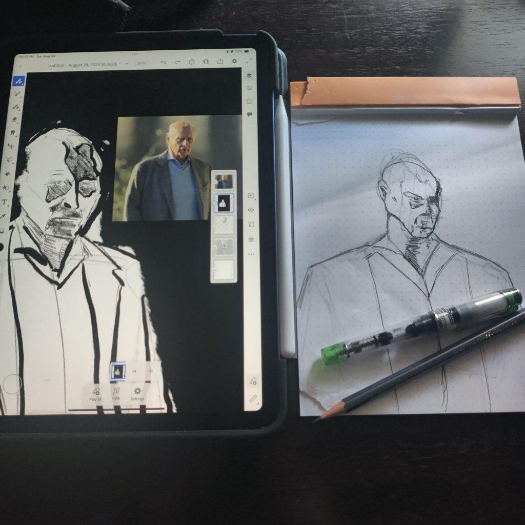 iPad and Rhoida pad sketches