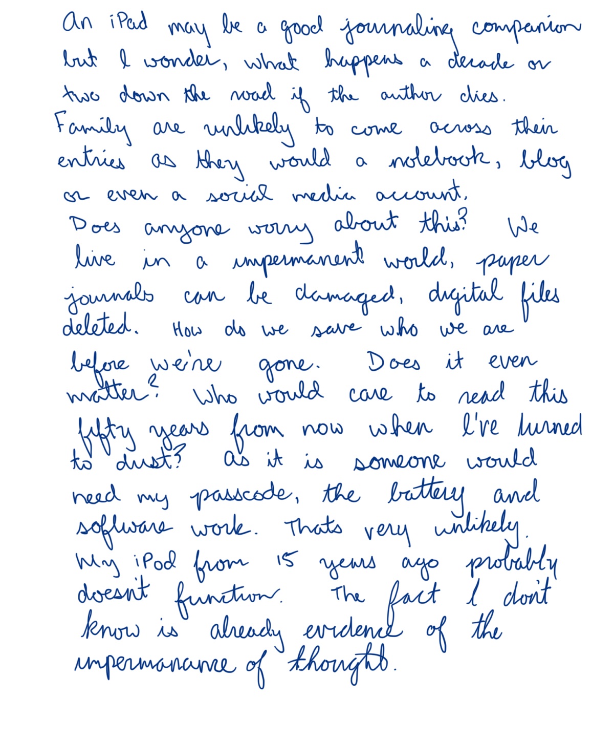 Impermanence of thought