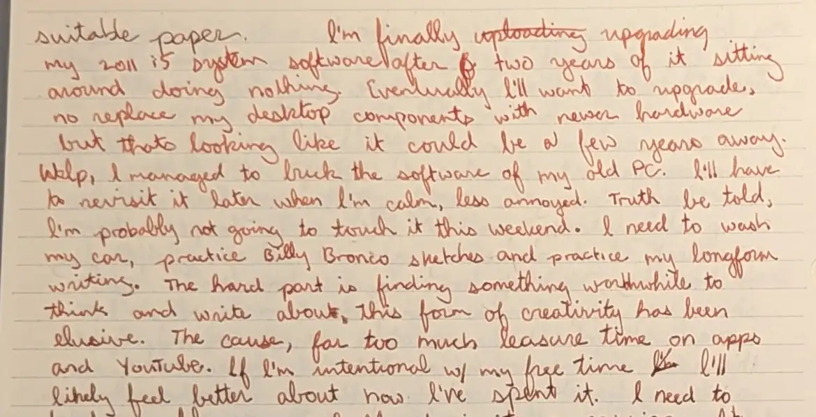Detail of Noodler's brown becoming darker as the feed becomes saturated